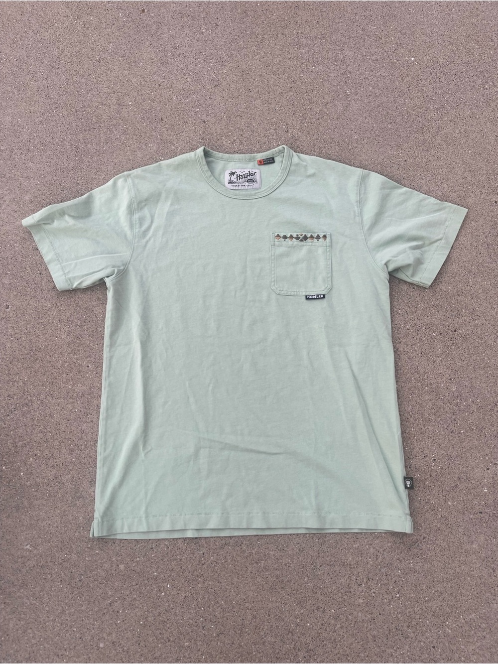 Howler Brothers Spectrum Pocket T-Shirt Green Embroidery Front Pocket Tee MEDIUM